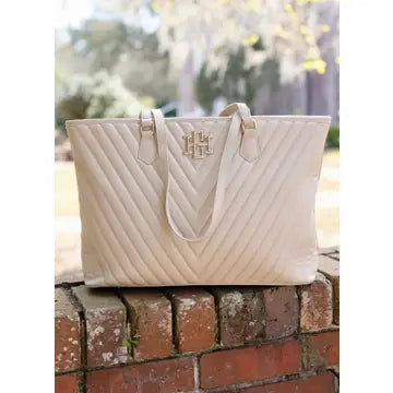 TABITHA QUILTED TOTE - TAUPE