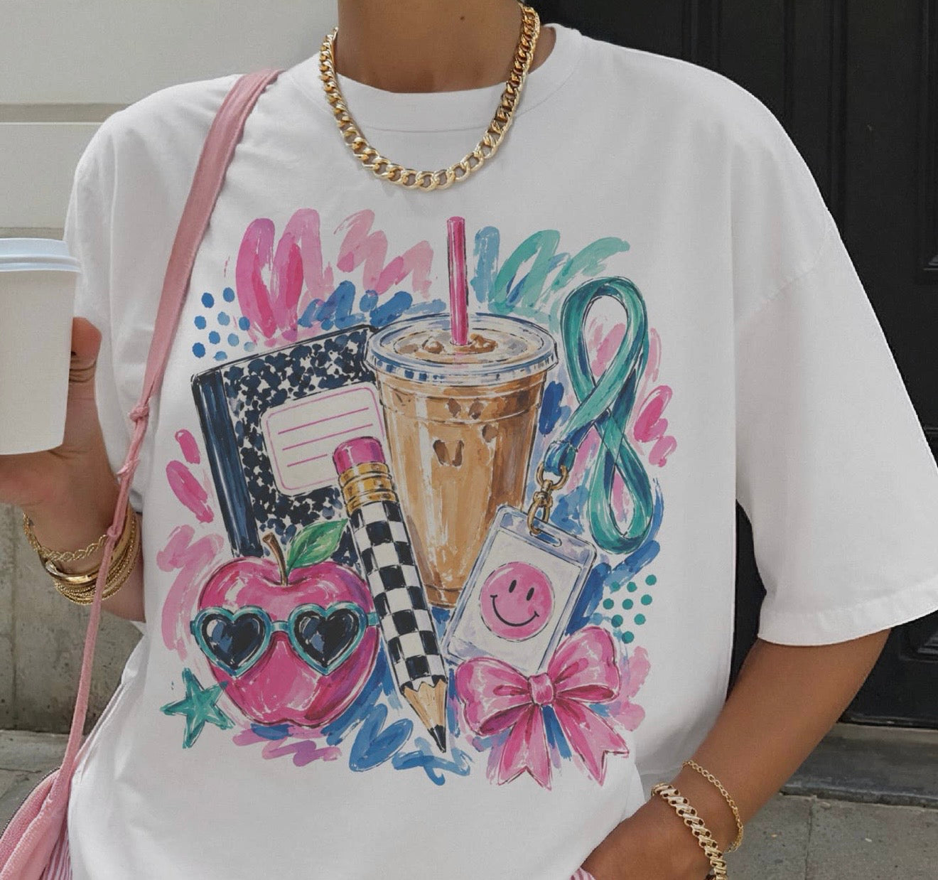 SCHOOL TEACHER COLLAGE GRAPHIC TEE