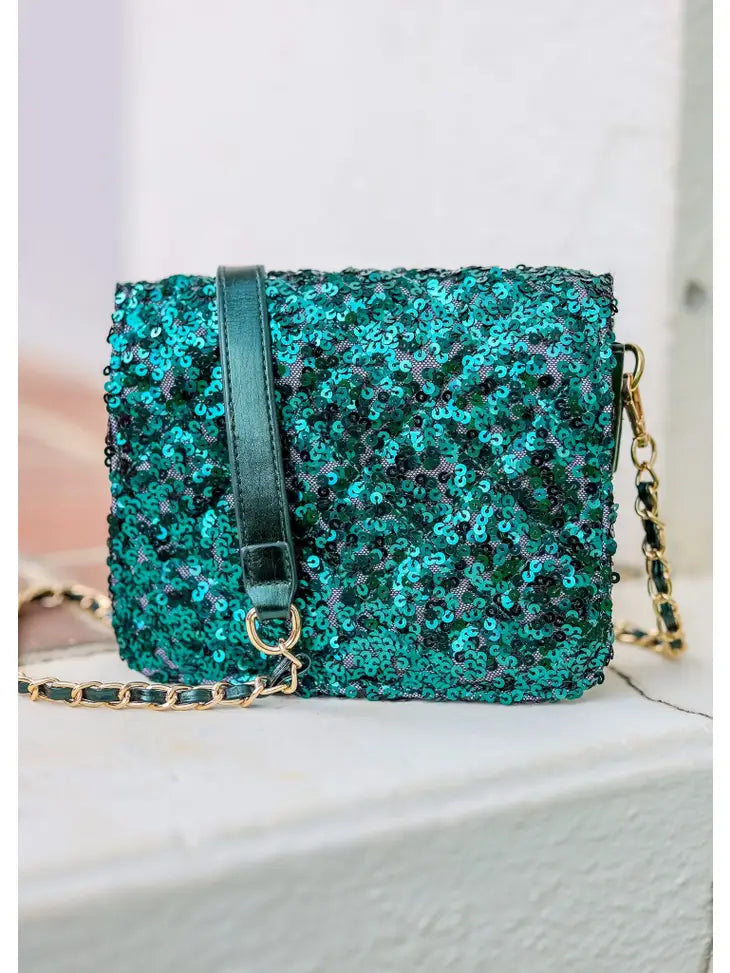 EVELYN CROSSBODY - EMERALD SEQUIN