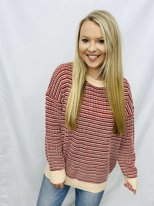 STRIPE PATTERN CHRISTMAS SWEATER