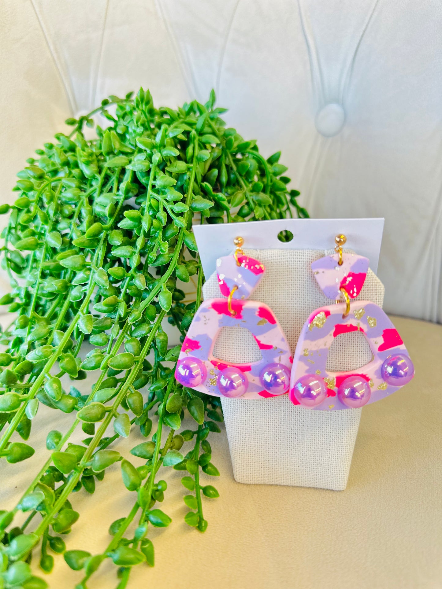 BEADED TRIANGLE EARRINGS