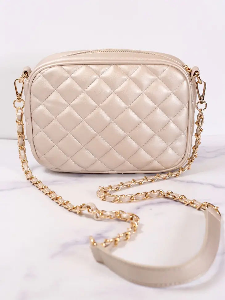 OLIVIA QUILTED CROSSBODY - LIGHT PEWTER
