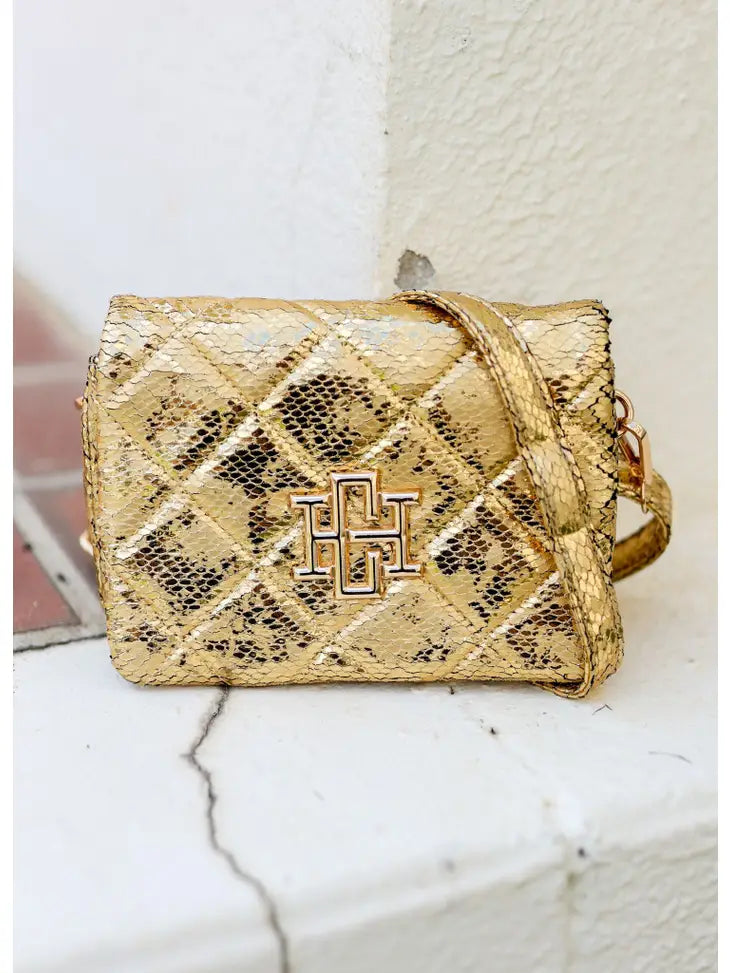 VERONICA QUILTED CROSSBODY - GOLD FLECK