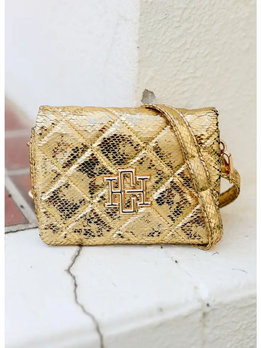 VERONICA QUILTED CROSSBODY - GOLD FLECK