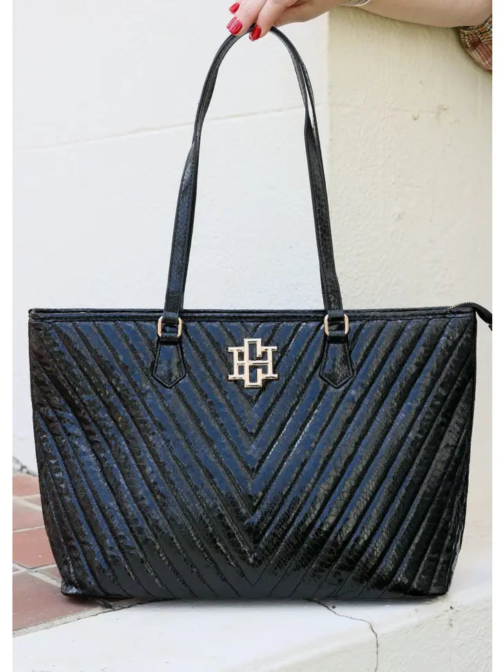 TABITHA TOTE BAG - METALLIC BLACK