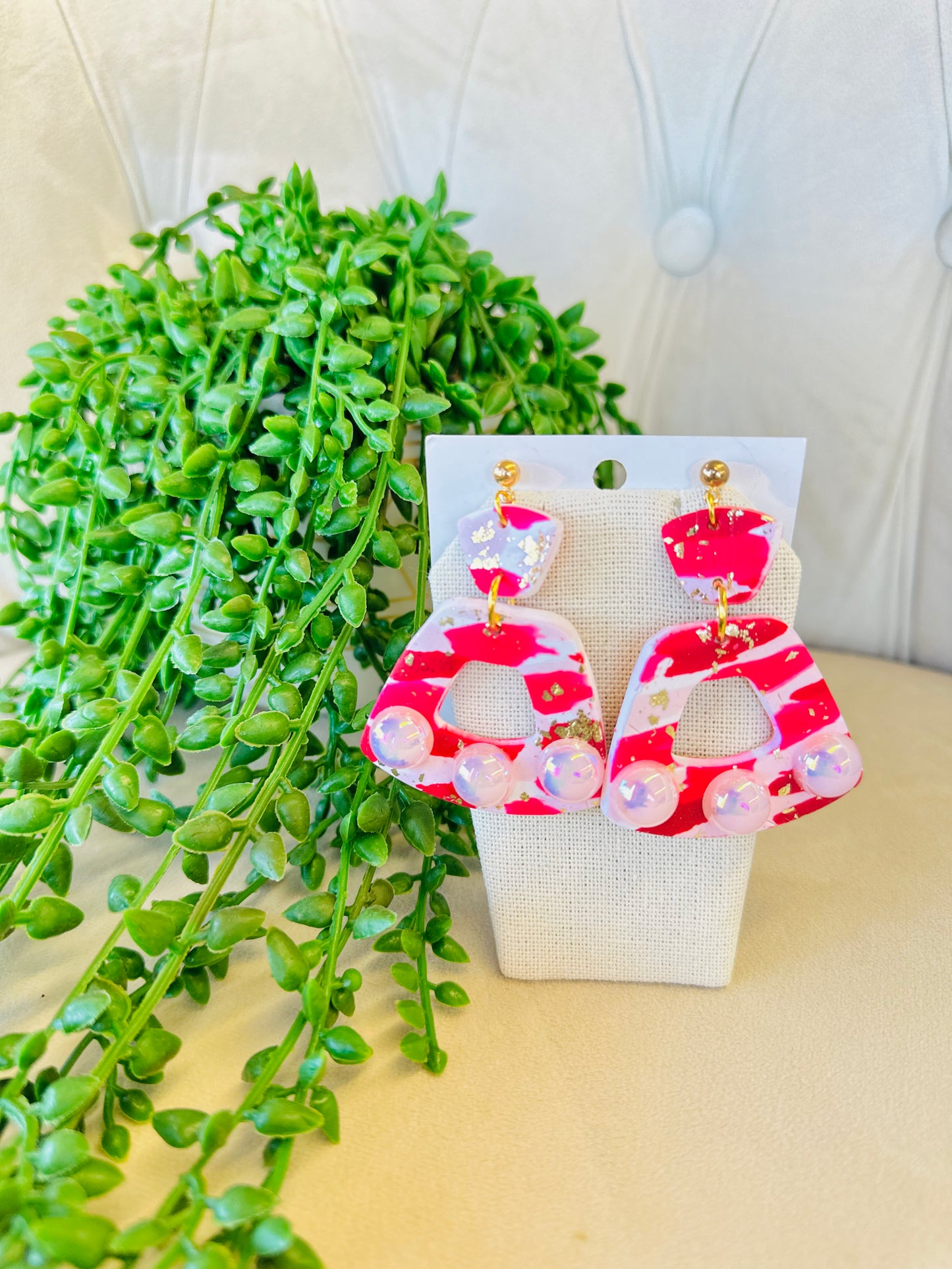 BEADED TRIANGLE EARRINGS