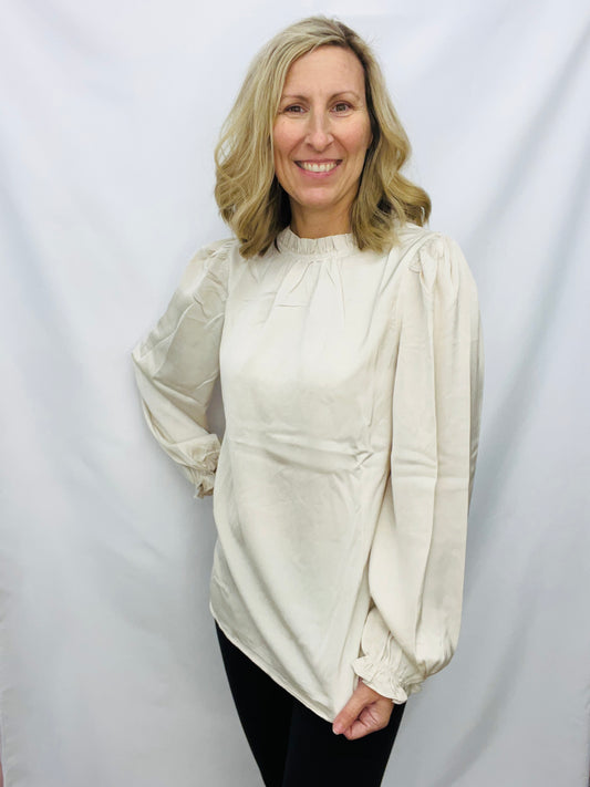 BLACK FRIDAY - SATIN SOLID MOCK NECK LONG SLEEVE TOP