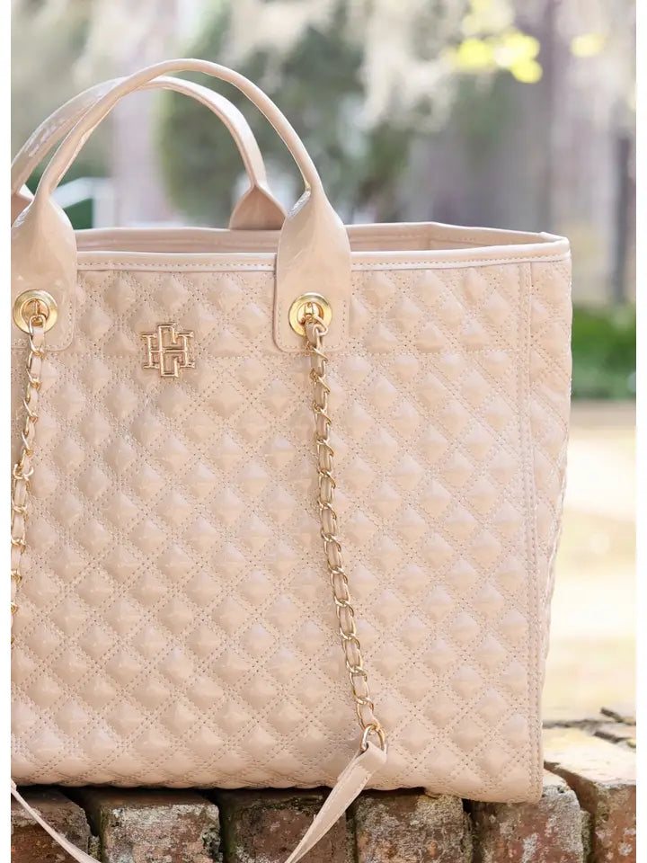 MELISSA TOTE BAG - CREAM PATENT