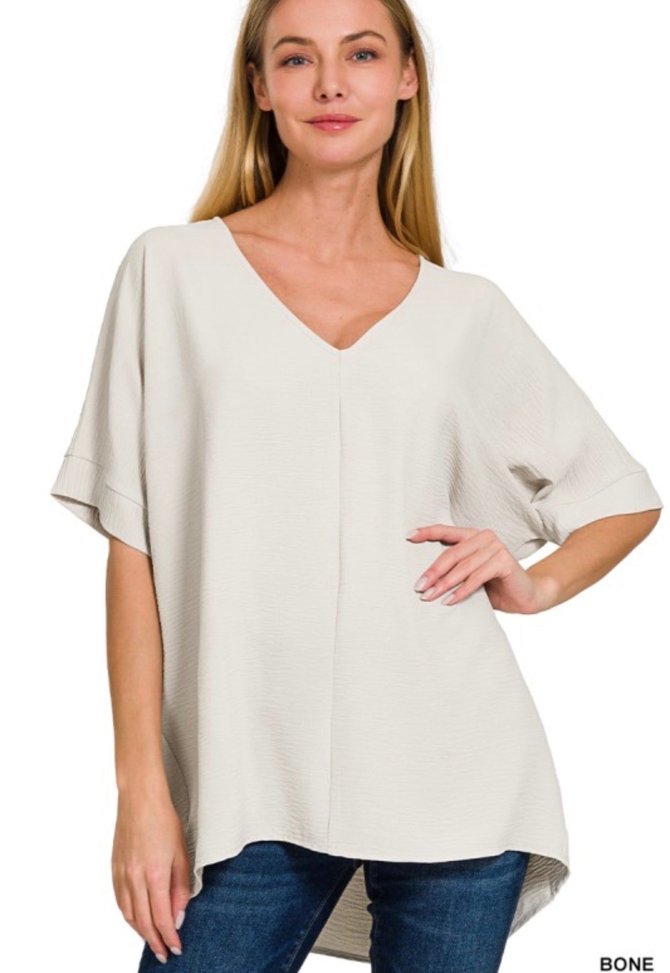 THROW ON AND GO V-NECK