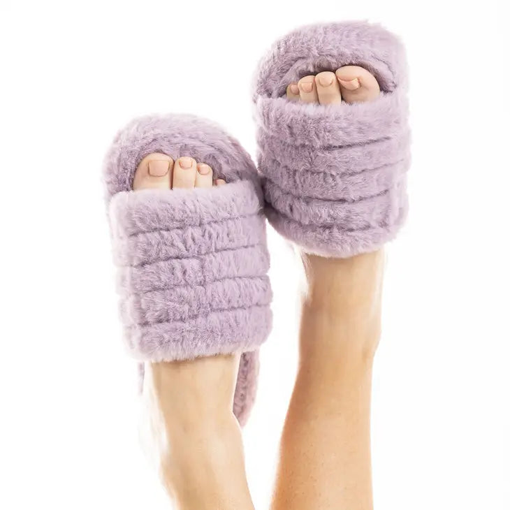 SOLID FAUX FUR SLIPPERS