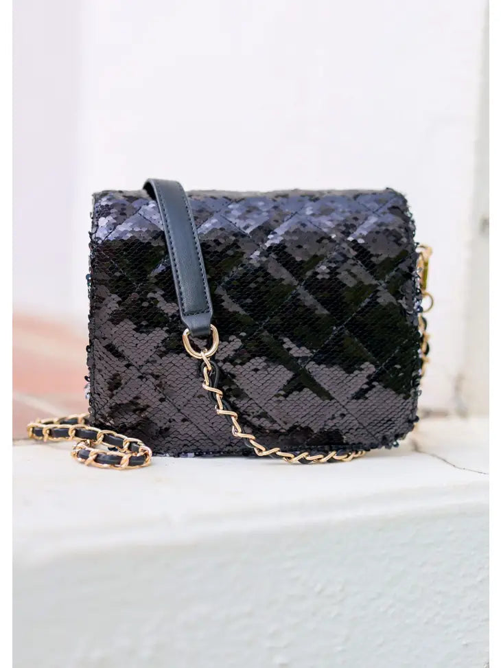 EVELYN CROSSBODY -BLACK SEQUIN