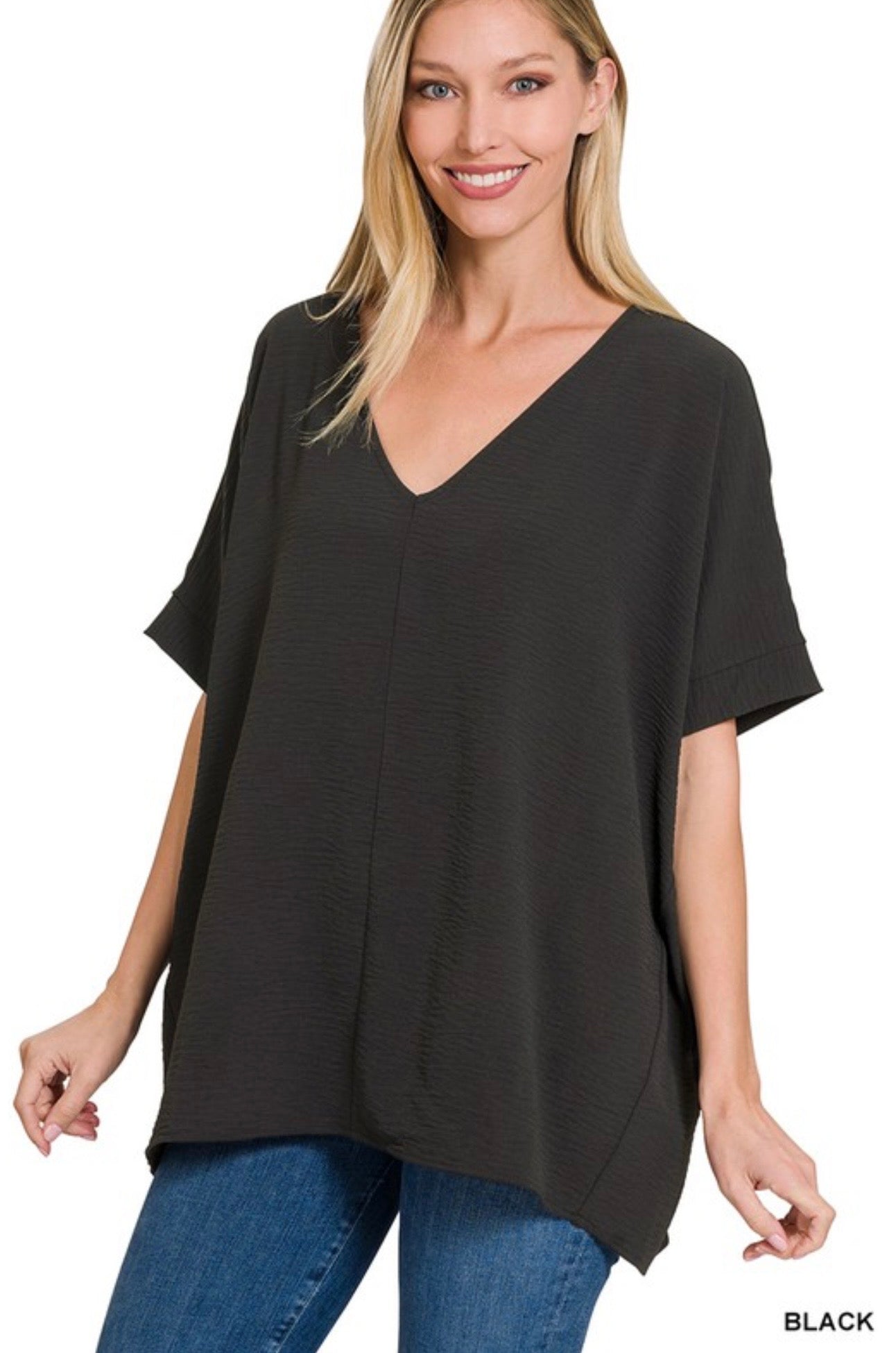 THROW ON AND GO V-NECK
