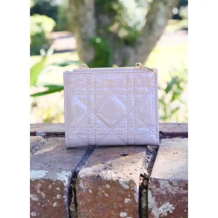 MONICA DOUBLE ZIP WALLET - NUDE PATENT LQ