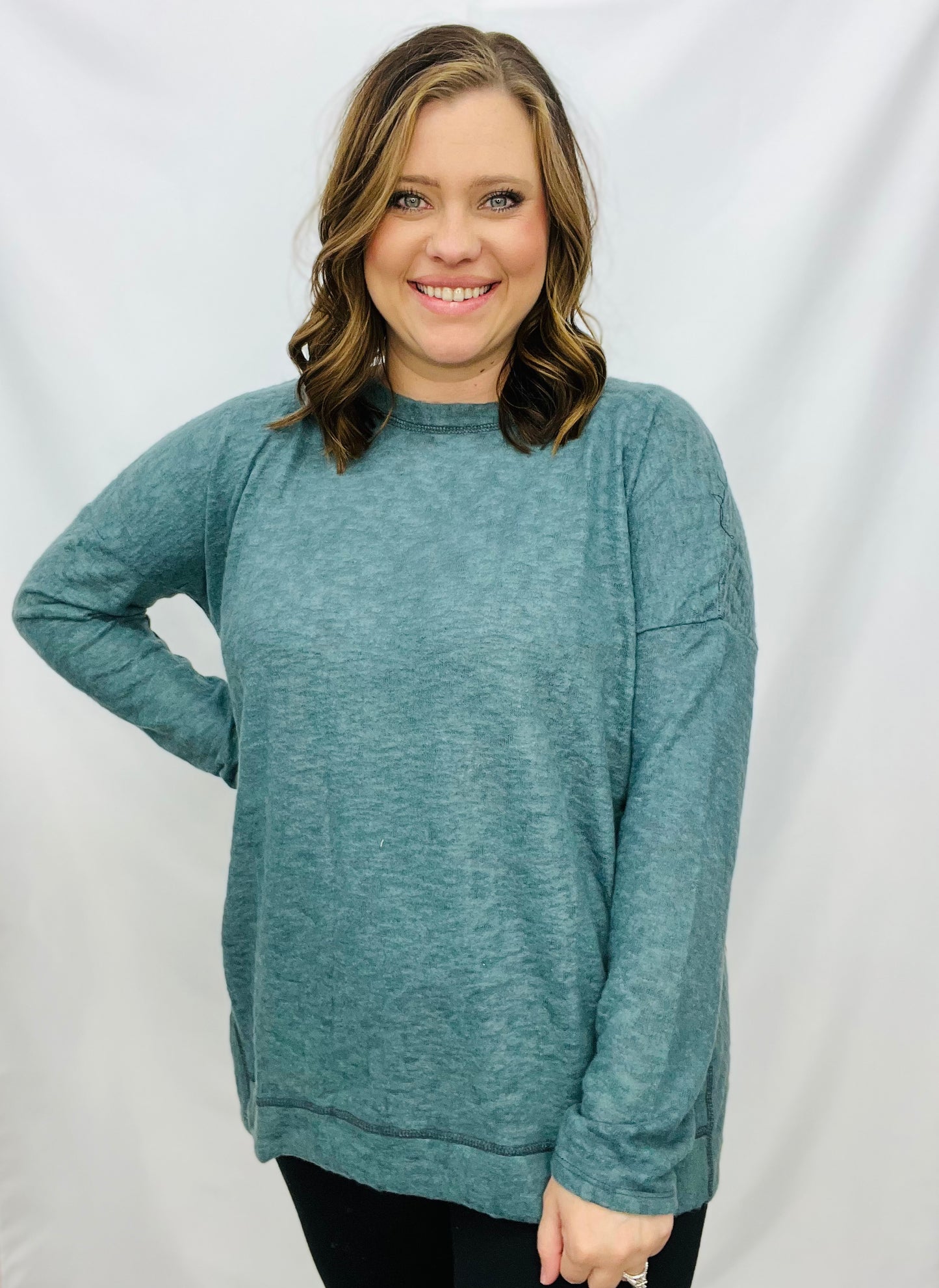 BLACK FRIDAY - LONG SLEEVE BRUSHED KNIT TOP