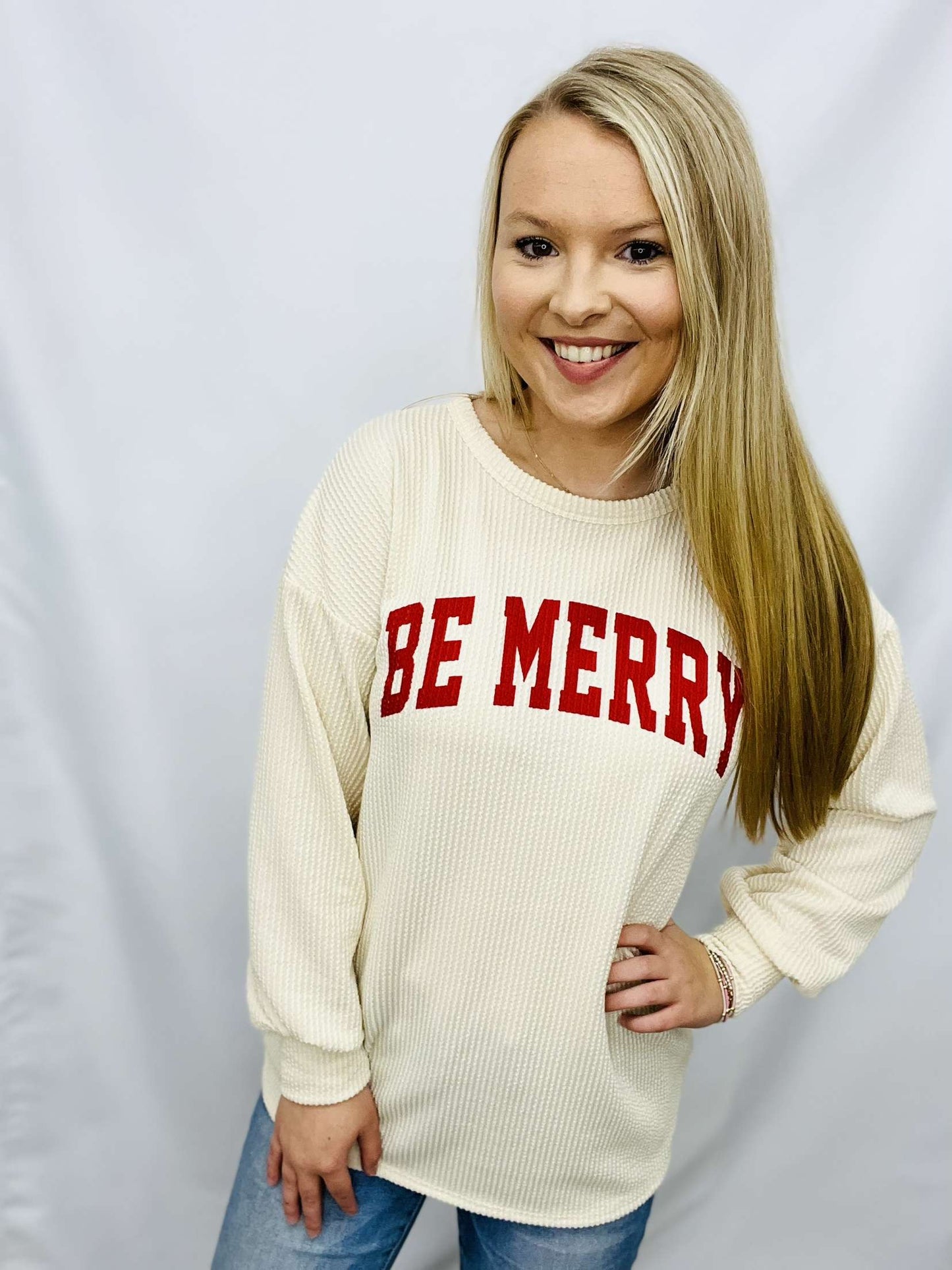 BE MERRY PUFF SLEEVE TOP