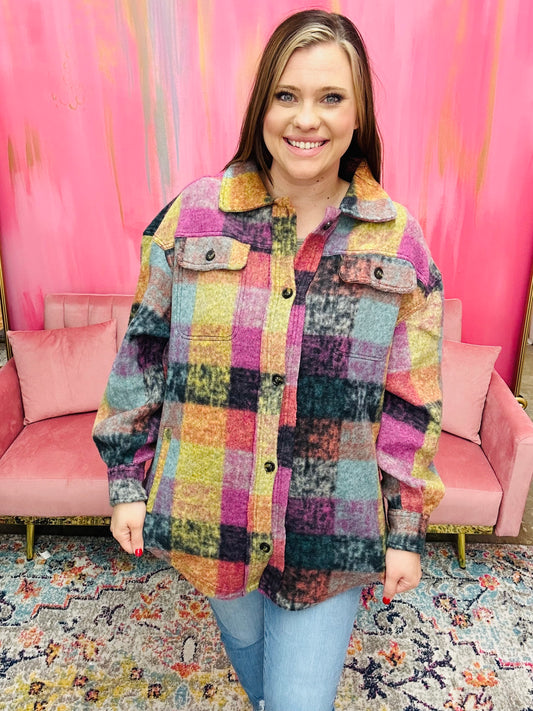 CHECK YES OR NO MULTI COLOR SHACKET