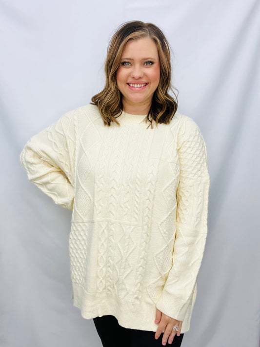 BLACK FRIDAY - PLUS SIZE CABLE KNIT COMFY LOOSE FIT SWEATER