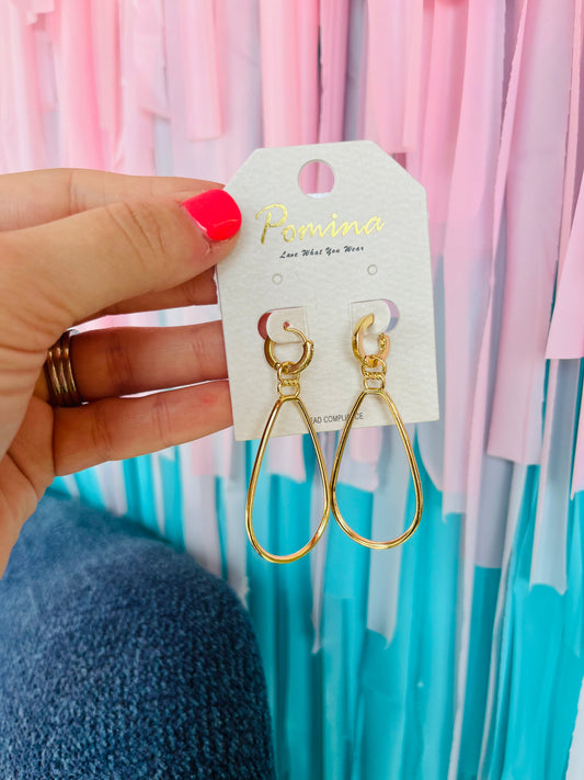 METAL TEARDROP DANGLE EARRINGS
