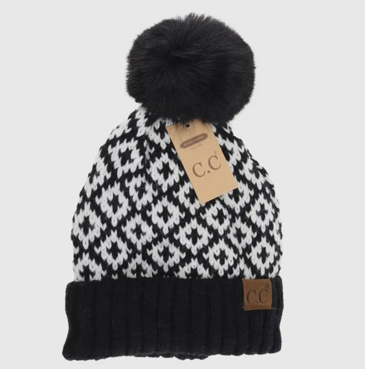 C.C DIAMOND PATTERNED BEANIE
