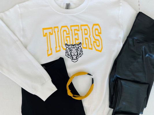 TIGERS GOLD PUFF WHITE SWEATSHIRT