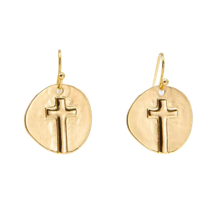 ASCENSION CROSS GOLD EARRINGS