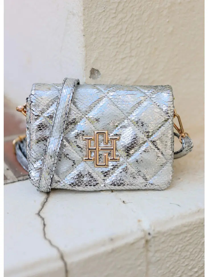 VERONICA QUILTED CROSSBODY - SILVER FLECK