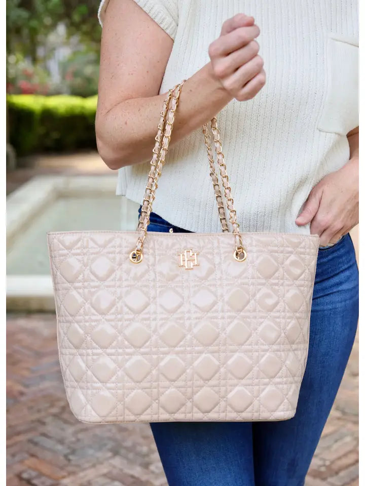 QUENTIN QUILTED TOTE - NUDE