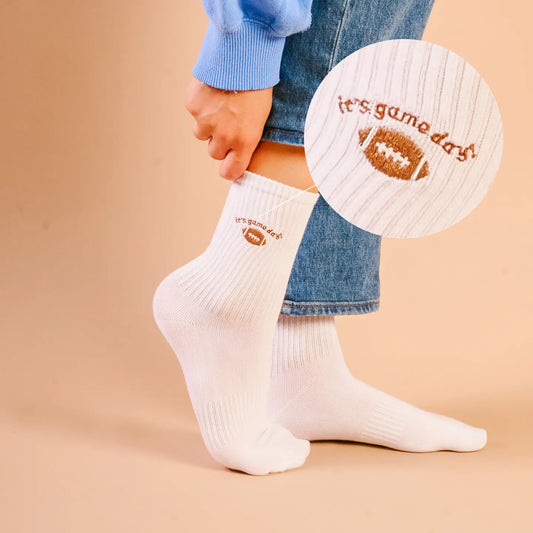 EMBROIDERED CREW SOCKS- GAME DAY