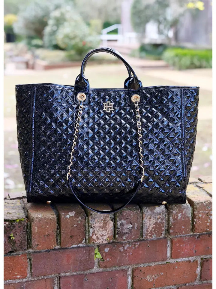 MELISSA TOTE BAG - BLACK PATENT