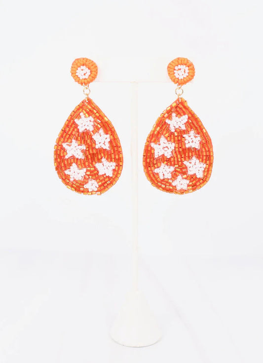 CLINTON STAR BEADED EARRING - ORANGE
