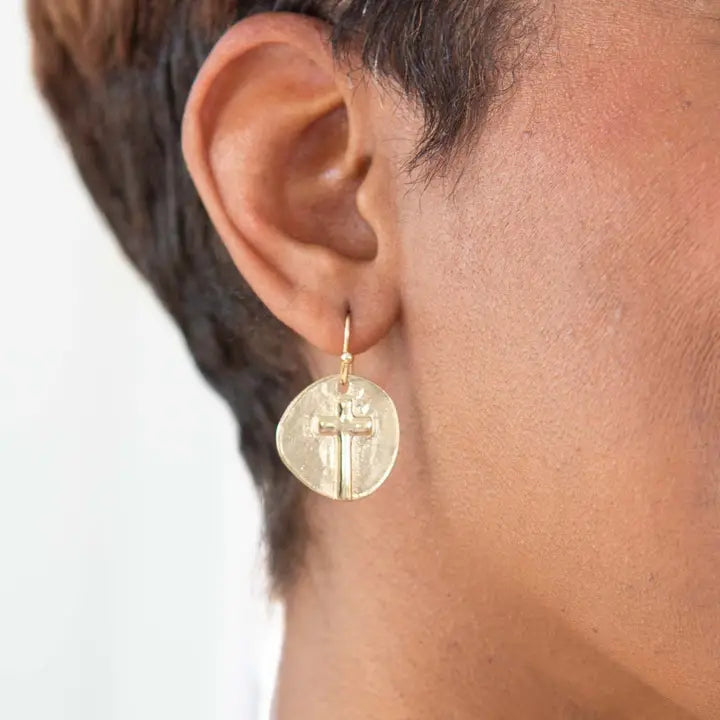 ASCENSION CROSS GOLD EARRINGS