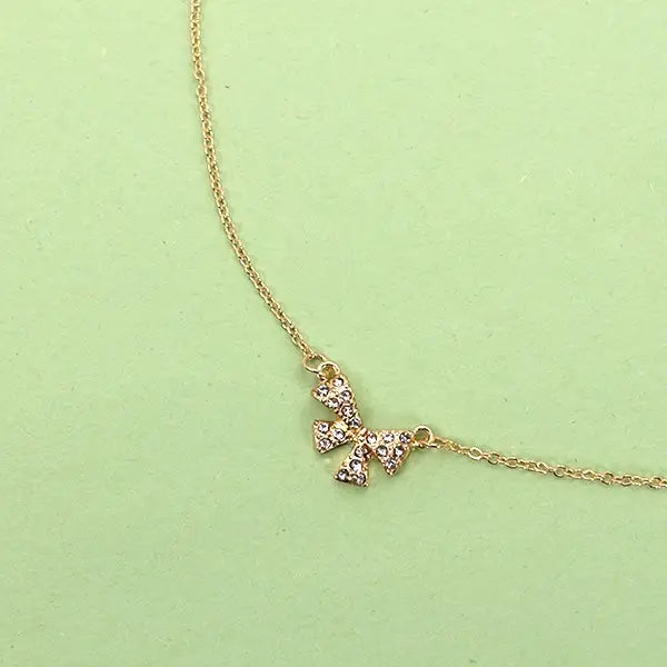 MINI RHINESTONE BOW NECKLACE