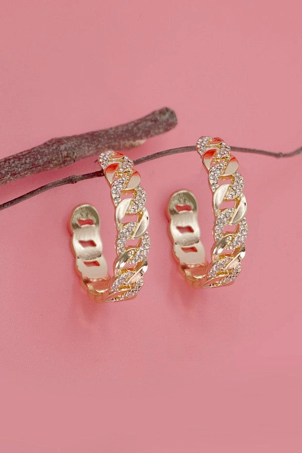 ROPE RHINESTONE HOOP EARRINGS