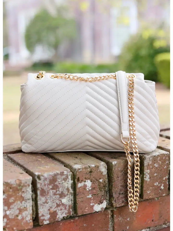 LEIGH QUILTED CROSSBODY - CREAM