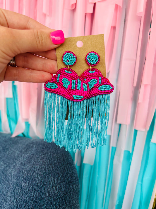 COWGIRL HAT WITH TASSEL EARRINGS