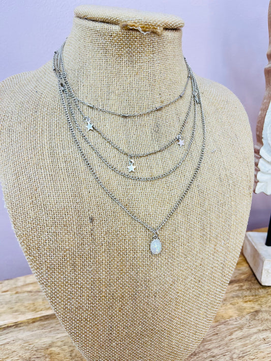 FOUR LAYER MULTI CHARM NECKLACE