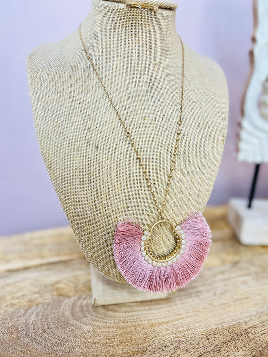 CIRCLE TASSEL LONG LENGTH NECKLACE