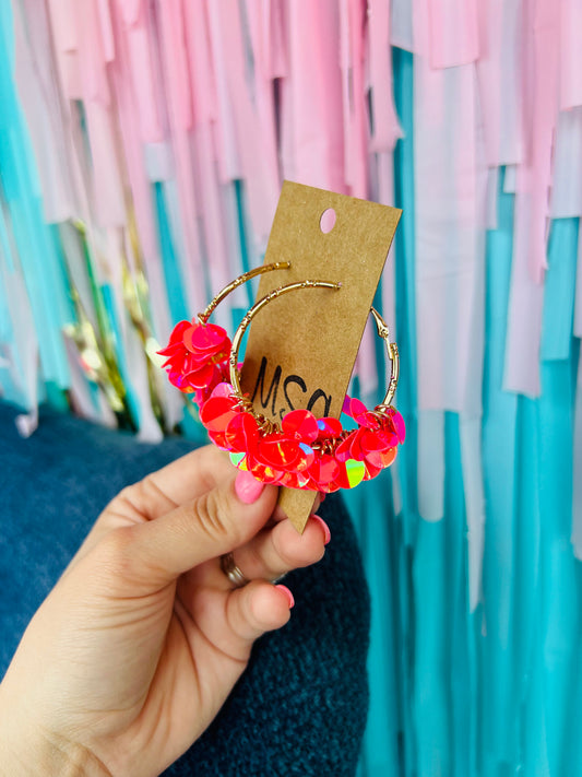 IRIDESCENT SEQUIN HOOP EARRINGS