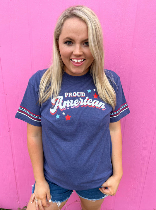PROUD AMERICAN DECORATED SLEEVE S/S TSHIRT