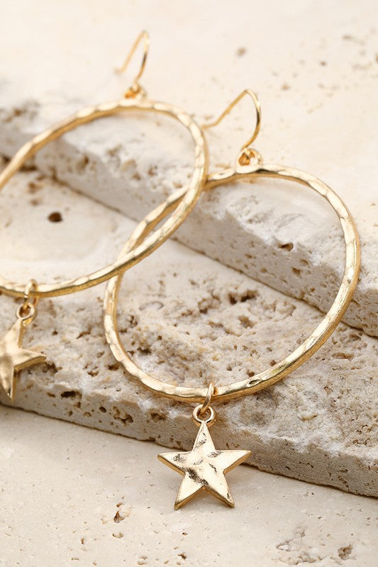 RING AND STAR CHARM EARRING