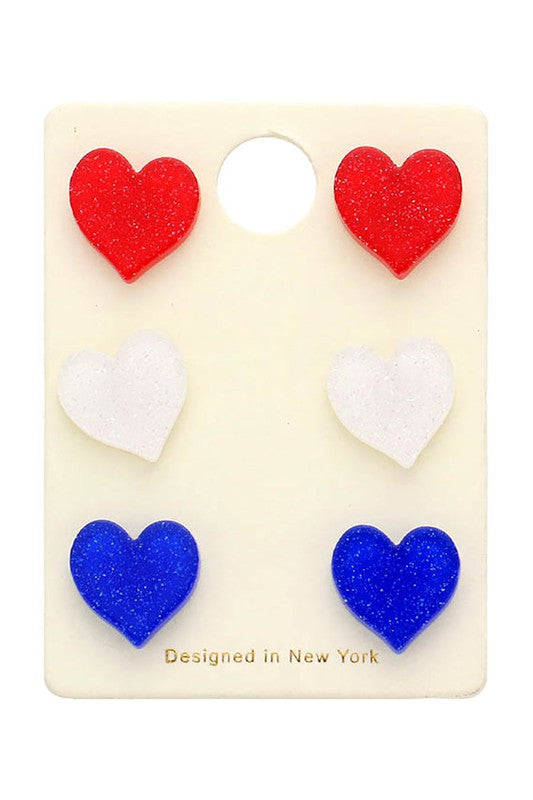 USA HEART STUD EARRING