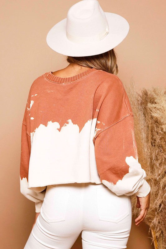 DISTRESS DEEP DYE PULLOVER TOP