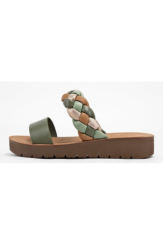 JONNA OLIVE MULTI BRAIDED SANDAL