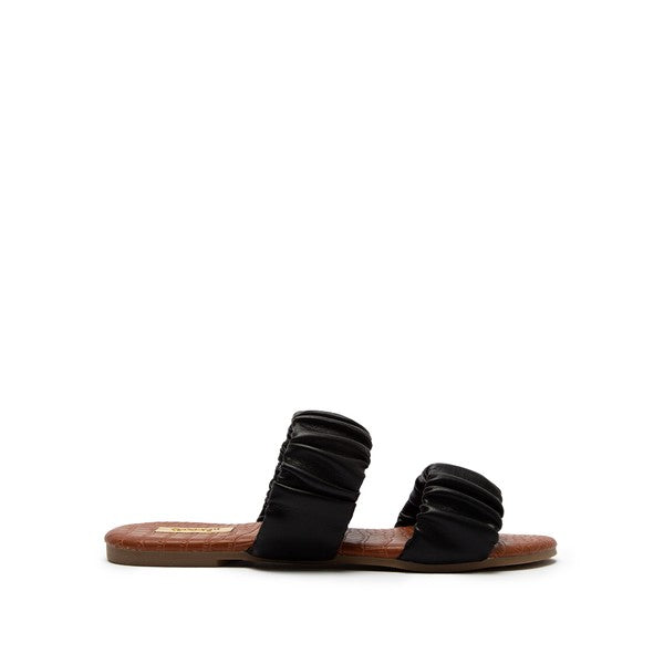 CLEO ROUCHED SANDAL-BLACK/WHITE