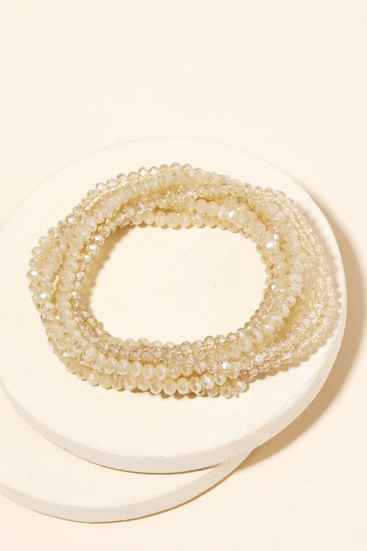 MULTI GLASS BEADED STRETCH BRACELET SET