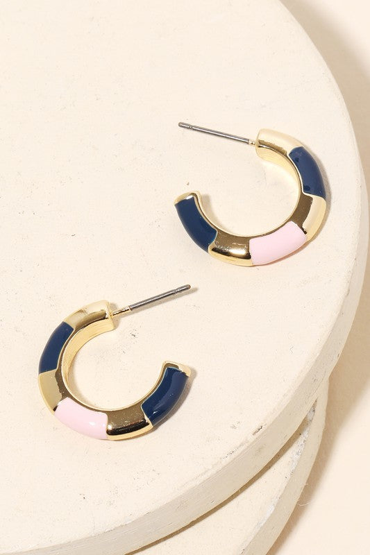 ENAMEL MINI HOOP EARRING