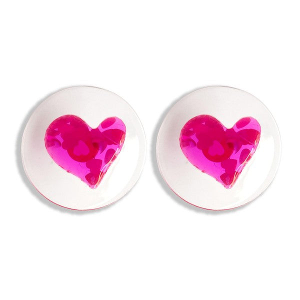 RESIN HEART STUD EARRINGS