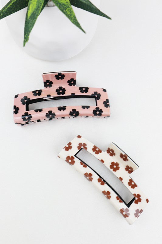 FLOWER PRINT HAIR CLIP