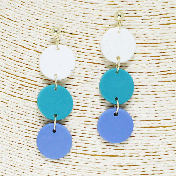 BLUE MULTI TRIPLE ROUND EARRING