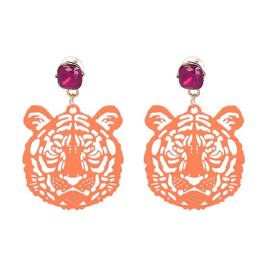 The Southern Stripe - Eye Of The Tiger Dangle Earring - Orange and Pink